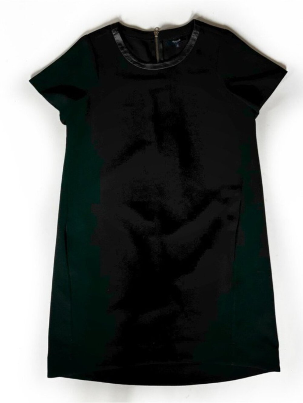 Madewell Black With Black Detail Collar Short Sleeve Dress - M